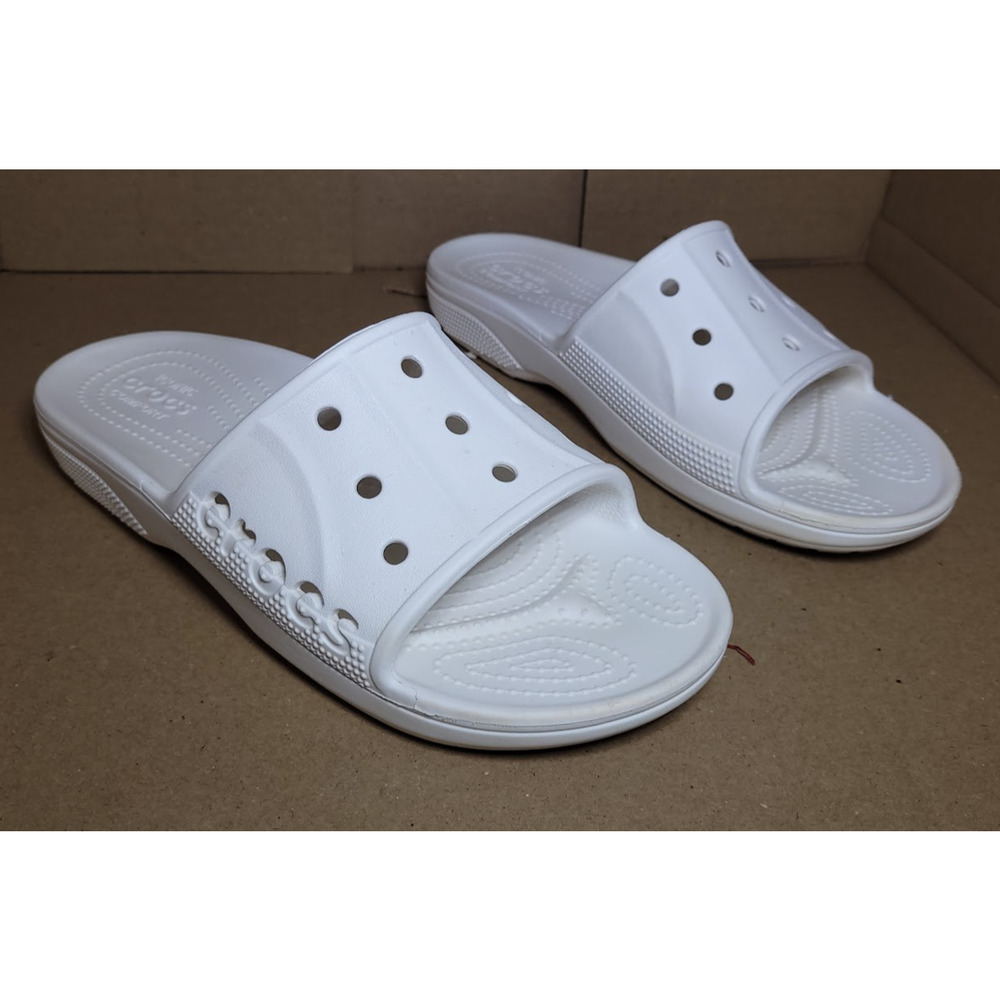 Crocs Unisex Baya II White Open Toe Slip On Slide Sandals Size M 8 W 10